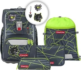Step by Step Giant Dark Cat Chiko Schulrucksack-Set, 5-tlg.