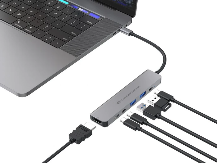 Conceptronic DONN33G 6-in-1 Dockingstation, USB-C 3.0 [Stecker]