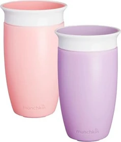 Munchkin Miracle 360° Übungstasse Trinkbecher, 12+M, 296ml, rosa/violett, 2 Stück