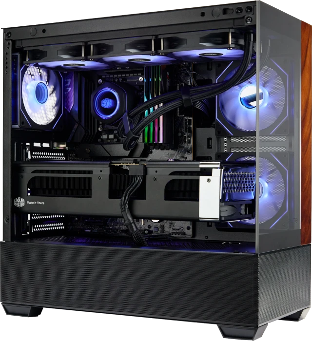 Cooler Master Elite 690 Wood Black, schwarz/braun, Glasfenster