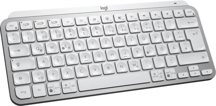 Logitech MX Keys Mini for Business, LEDs weiß, Logi Bolt, Pale Gray, weiß/grau, USB/Bluetooth, DE