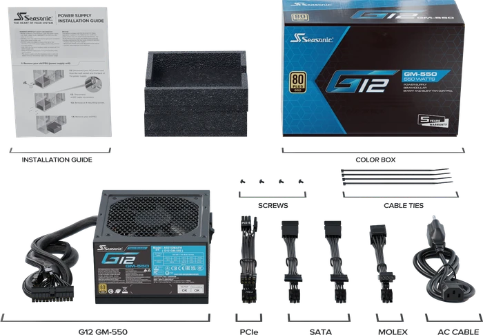 Seasonic G12 GM 550W, ATX 2.3