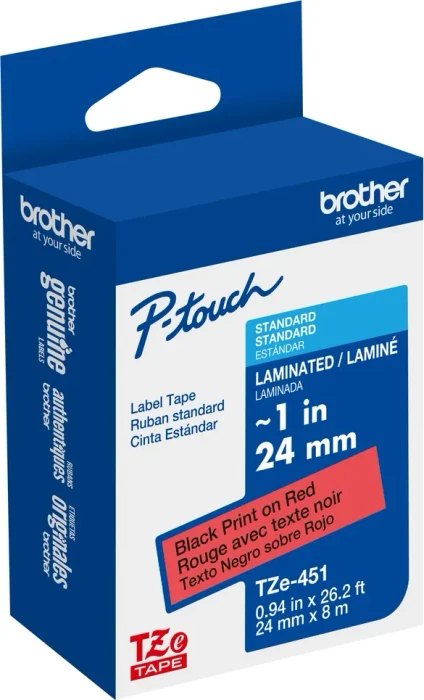Brother TZe-451 Beschriftungsband, 24mm, schwarz/rot