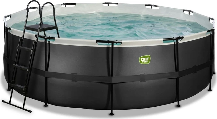 Exit Toys Black Leather Frame Pool mit Filterpumpe rund 427x122cm