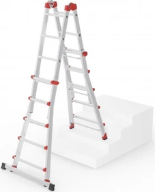 Hailo M80 Alu 4-tlg. Teleskop-Mehrzweckleiter, 4x 5 Stufen