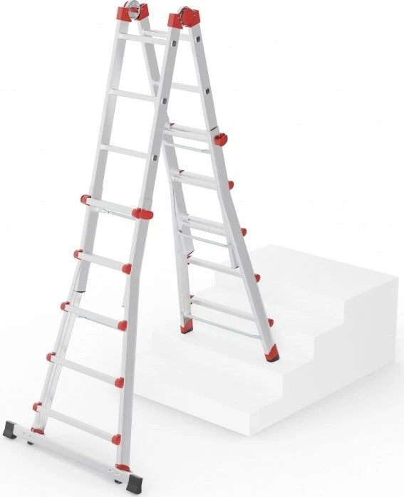 Hailo M80 Alu 4-tlg. Teleskop-Mehrzweckleiter, 4x 5 Stufen