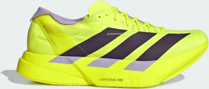 adidas Adizero Adios Pro 4 solar yellow/aurora plum/powder plum (Herren)