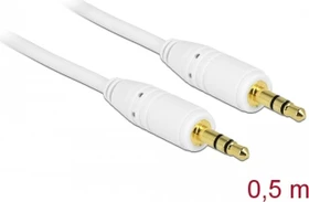 DeLOCK Klinkenkabel 3-Pin Stereo, 3.5mm Stecker auf 3.5mm Stecker, weiß, 0.5m