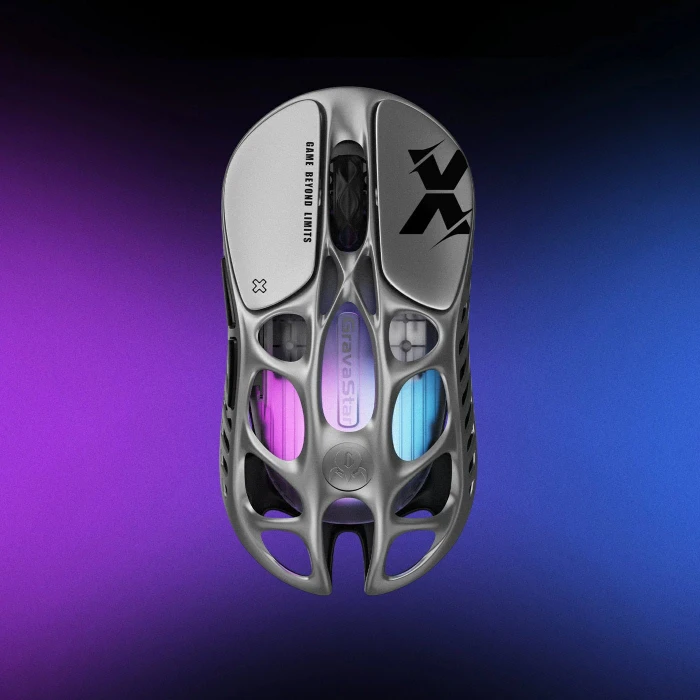GravaStar Mercury X Wireless Gaming Mouse, Interstellar Silver, USB/Bluetooth