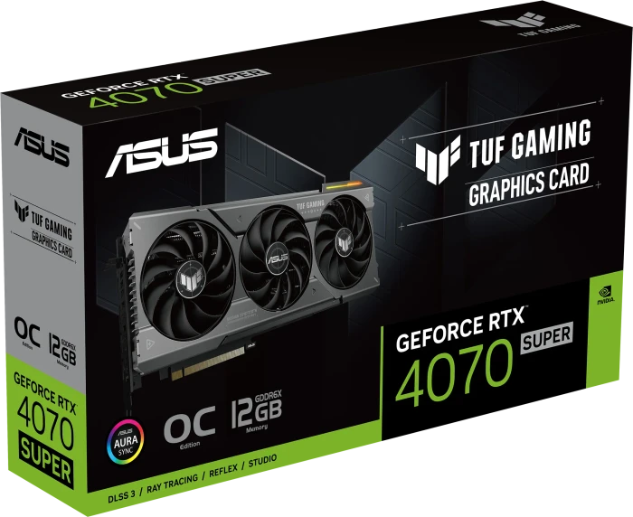 ASUS TUF Gaming GeForce RTX 4070 SUPER OC, TUF-RTX4070S-O12G-GAMING, 12GB GDDR6X, HDMI, 3x DP