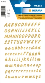 Herma Buchstabenetiketten A-Z, 4x8mm, gold, 2 Blatt (234 Etiketten)