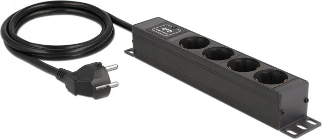 DeLOCK Steckdosenleiste, 4-fach, 250V, schwarz, 1.5m