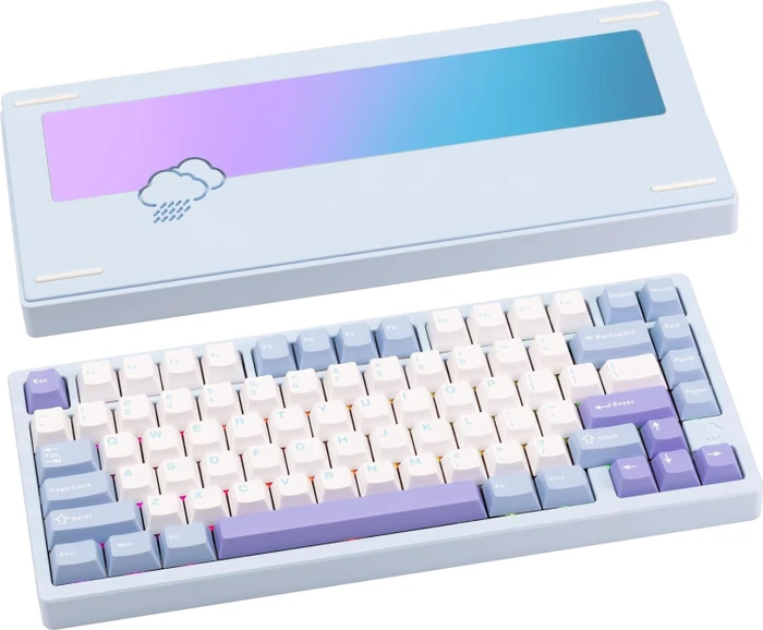 Wobkey Rainy 75 Standard, blau, LEDs RGB, HMX Violet Linear, USB/Bluetooth, US