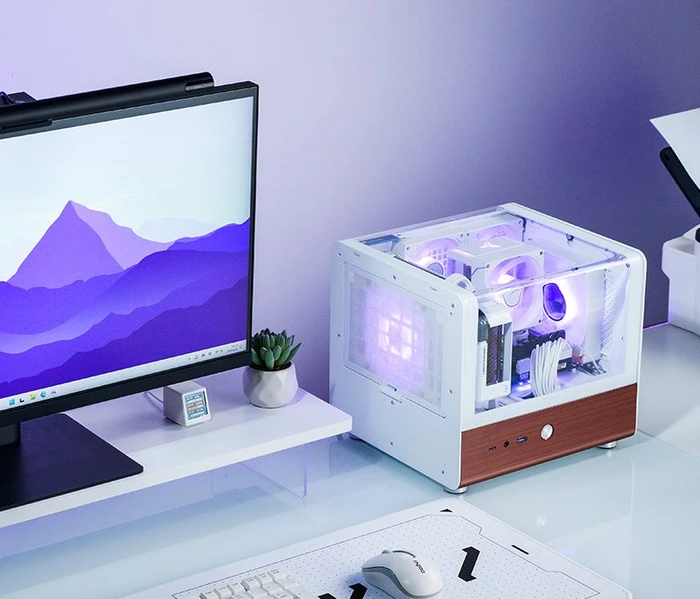 Jonsbo TK-0 White, weiß/braun, Glasfenster, Mini-ITX
