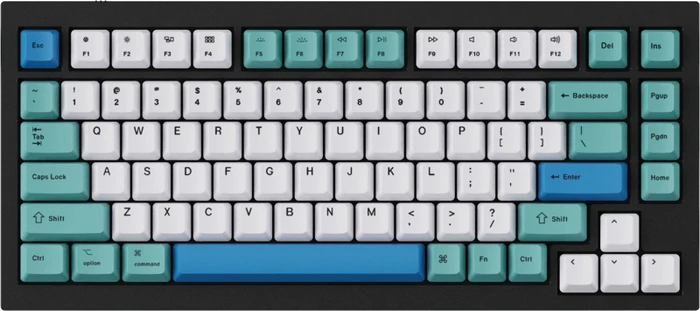 Keychron Q1/Q2/K2 OEM Dye-Sub Keycap-Set Iceberg, Kunststoff (PBT), Iceberg, blau/türkis/weiß, 97 Tasten (83+14), ANSI-US