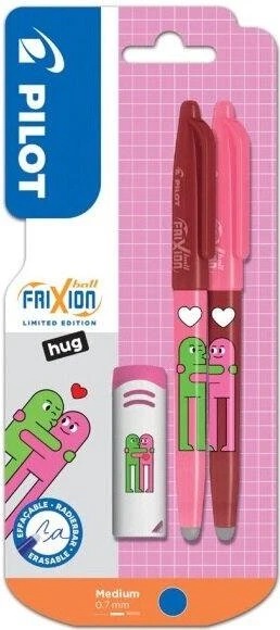 Pilot FriXion Ball Best Friends Hug Hearts 0.7mm Tintenroller (Mine) rot/rosa, 2er-Set