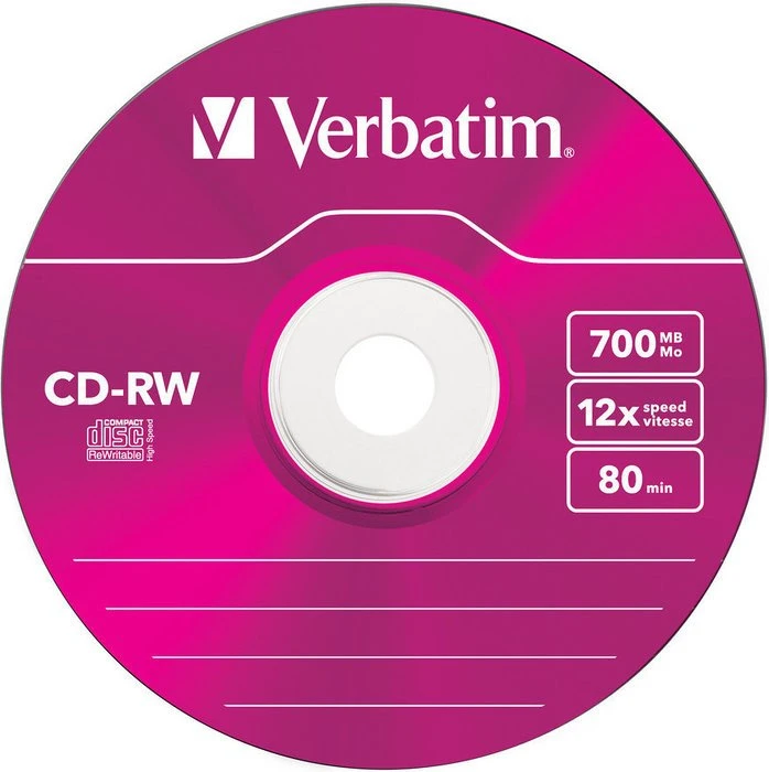 Verbatim CD-RW 80min/700MB, 12x, 5er Pack