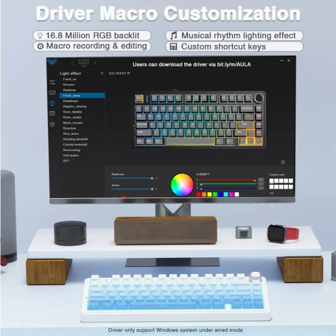 Aula F75 Pro, Gradient Blue, LEDs RGB, hot-swap, LEOBOG Seiya Star Vector, USB/Bluetooth, US