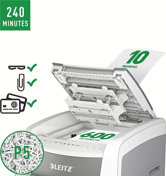 Leitz IQ Autofeed Office Pro 600 P5, 2x15mm, weiß/grau
