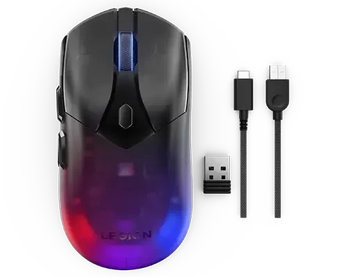Lenovo Legion M410 RGB Wireless Gaming Mouse, schwarz/transparent, USB