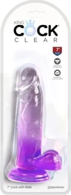 Pipedream King Cock Clear 7" Cock with Balls transparent/purple