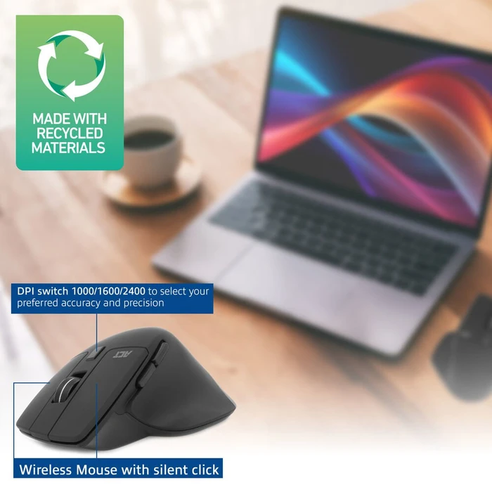 Act Wireless Multi-Connect Mouse 2400dpi, schwarz, USB/Bluetooth