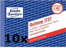 Avery-Zweckform Formularbuch, A5 quer, 120 Blatt, 10er-Pack