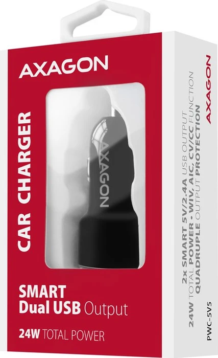 Axagon PWC-5V5 2.4A + 2.4A Car Charger schwarz