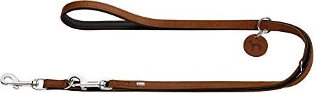 Hunter Comfort Verstellbare Hundeführleine, Leder, schlicht, strapazierfähhig, geschmeidig, 1.5x200cm, Cognac