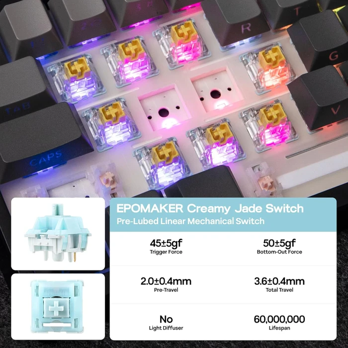 Epomaker TH108 Wireless, schwarz, LEDs RGB, hot-swap, Epomaker Creamy Jade, USB/Bluetooth, US