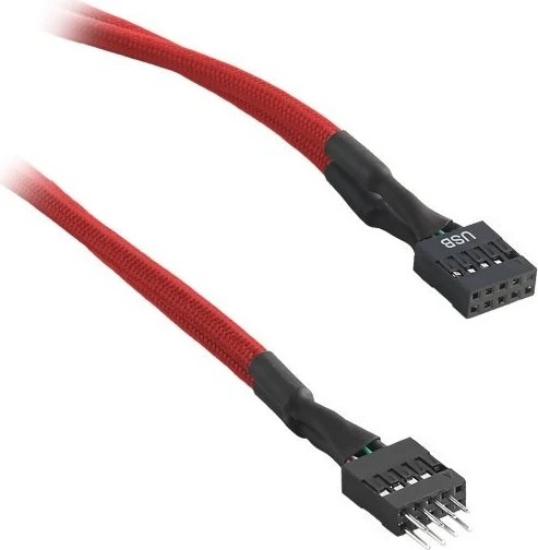 CableMod ModFlex internes 9-Pin USB 2.0 Kabel, rot, ummantelt, 0.3m