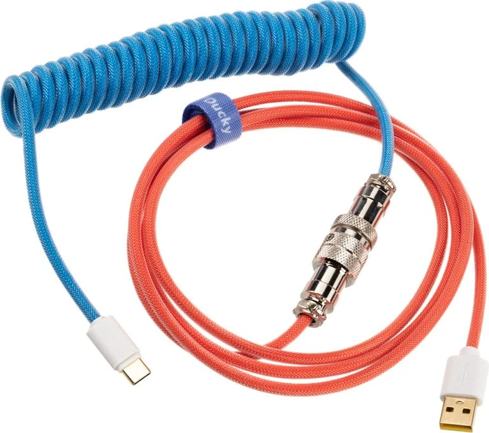 Ducky Premicord Spiralkabel USB-C auf USB-A, Tastaturkabel (Spiral-Textilkabel), 1.8m, Bon Voyage