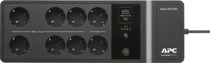 APC Back-UPS, 850VA, Steckdosenleiste, 8x Schuko, USB