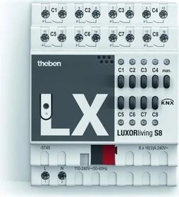 Theben LUXORliving S8 KNX 8-fach, 16A, 4TE REG, Schaltaktor