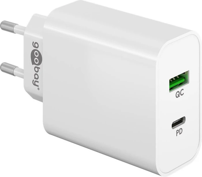 Wentronic Dual USB-Schnellladegerät USB-PD/QC 45W weiß