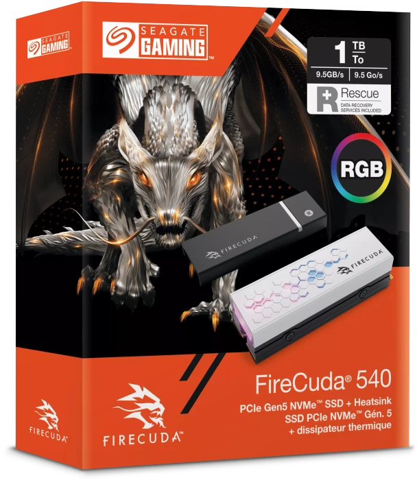 Seagate FireCuda 540 Heatsink SSD +Rescue 1TB, M.2 2280 / M-Key / PCIe 5.0 x4, Kühlkörper