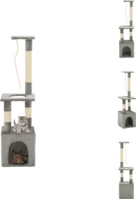 vidaXL Katzen-Kratzbaum mit Sisal-Kratzsäulen, 109cm, beige/grau