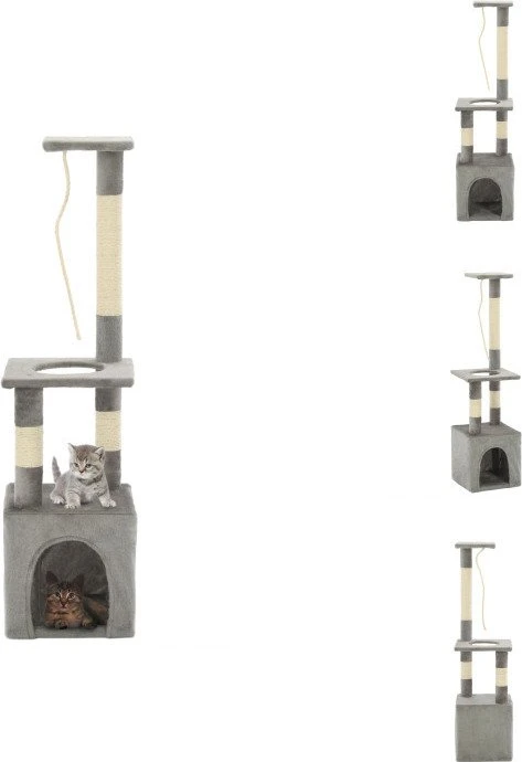 vidaXL Katzen-Kratzbaum mit Sisal-Kratzsäulen, 109cm, beige/grau