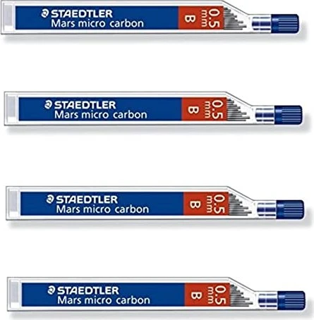 Staedtler Mars micro carbon 250 Druckbleistiftmine B 0.5mm graphit, 4er-Pack