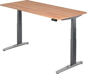 Hammerbacher Ergonomic Aktiv XBHM19 elektrisch höhenverstellbarer Sitz-Steh-Schreibtisch 180x80cm Nussbaum/graphit
