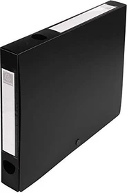 Exacompta Archivbox Kunststoff blickdicht mit Druckknopf 40mm, A4, schwarz, 10er-Pack