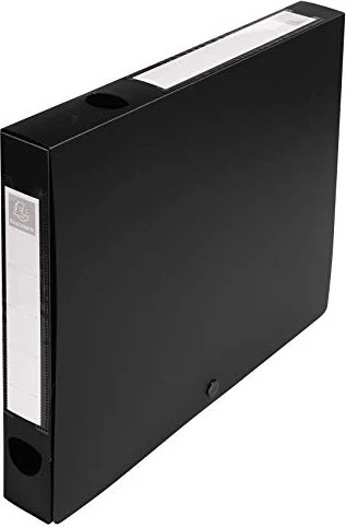 Exacompta Archivbox Kunststoff blickdicht mit Druckknopf 40mm, A4, schwarz, 10er-Pack