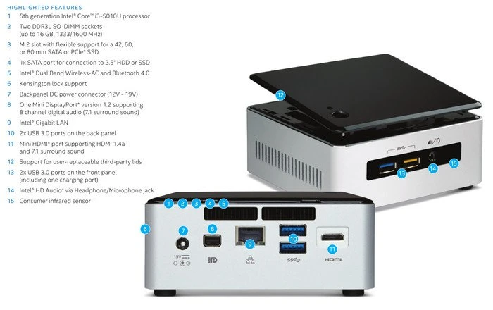 Intel NUC Kit - Tall - Rock Canyon - NUC5i3RYH