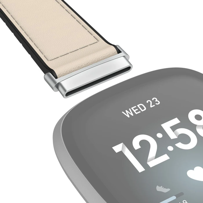 Hama Ersatzarmband Leder/Silikon 20mm für Fitbit Versa 3/Sense weiß