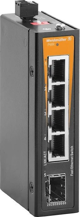 Weidmüller ELB-Series Industrial Railmount Switch, 4x RJ-45, 1x SFP