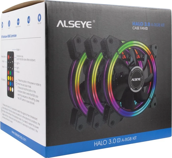 Inter-Tech Alseye Halo 3.0 Plus, LED-Steuerung, Fernbedienung, 120mm, 3er-Pack