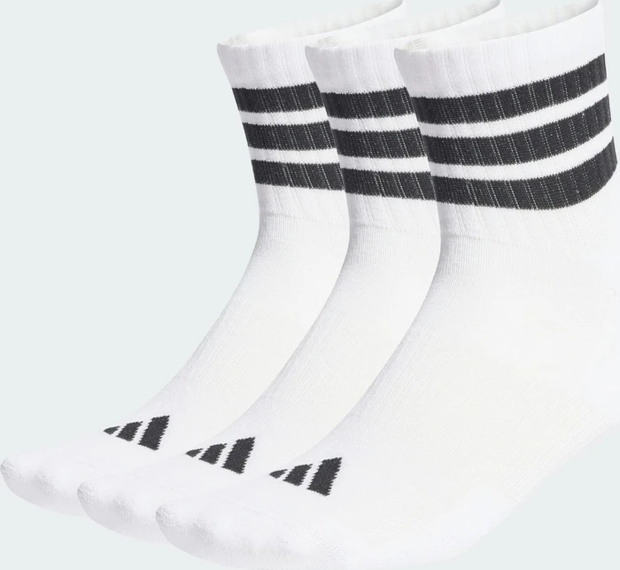 adidas 3-Streifen Cushioned Sportswear Mid-Cut Crew Socken weiß/schwarz, 3 Paare