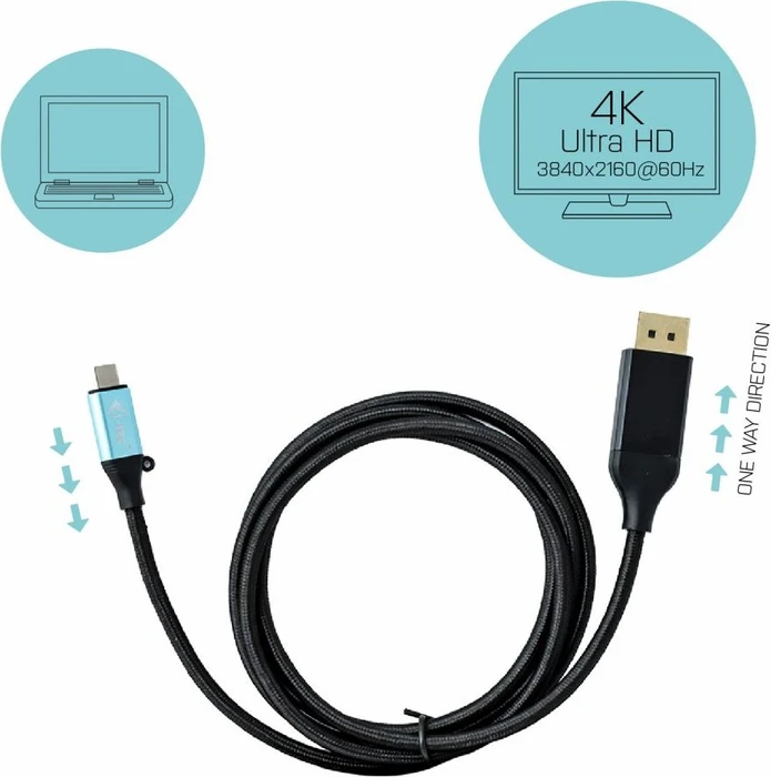 i-tec USB-C [Stecker] auf DisplayPort [Stecker] 4K/60Hz Adapterkabel, 2m