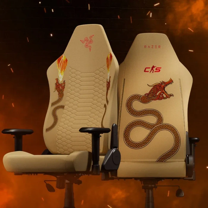 Razer Iskur V2 X Gamingstuhl, Counter-Strike 2 Dragon Lore Edition, beige/rot