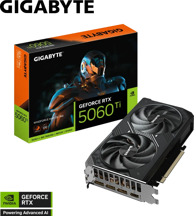GIGABYTE GeForce RTX 5060 Ti Windforce MAX OC 16G, 16GB GDDR7, HDMI, 3x DP